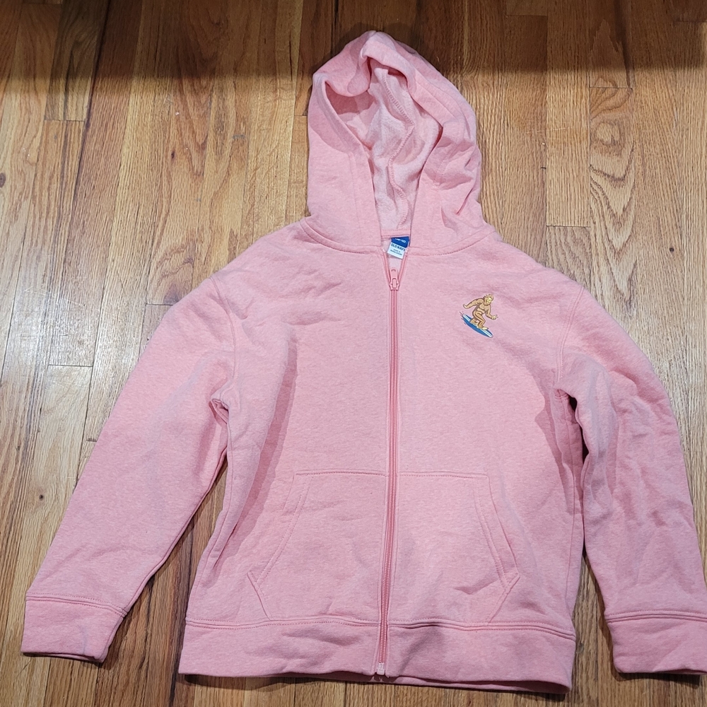 Old Navy Pink Zip Hoodie with Surfing Bear Patch